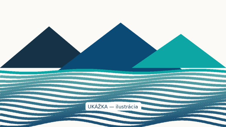 Ilustrácia vodnej nádrže lemovanej kopcovitým panoramou — všeobecná krajinná grafika pre výletnú tému.